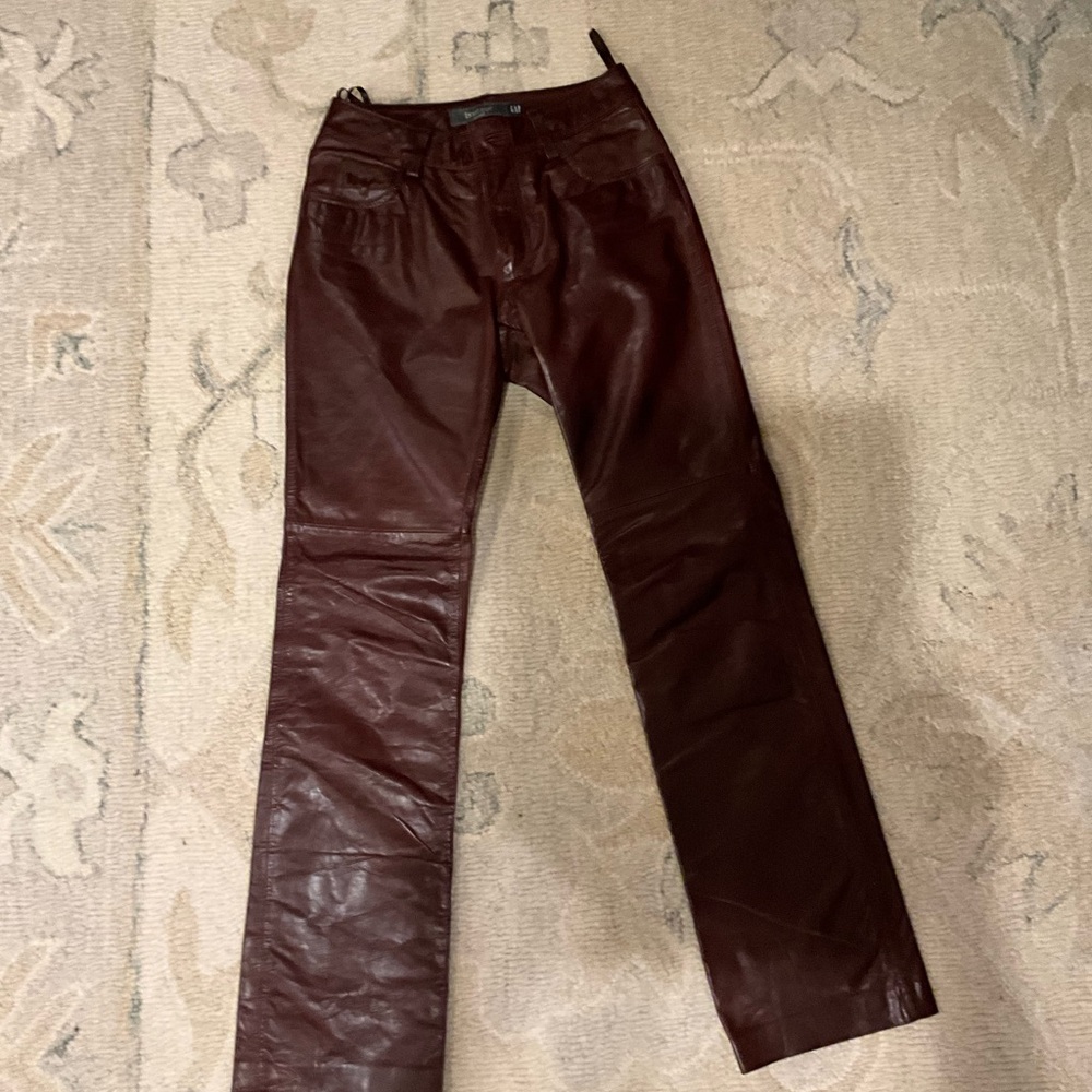 GAP Maroon/Burgundy Y2K Leather Boot Cut Pants